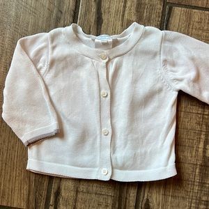 Jacadi white cotton sweater with grey trim.